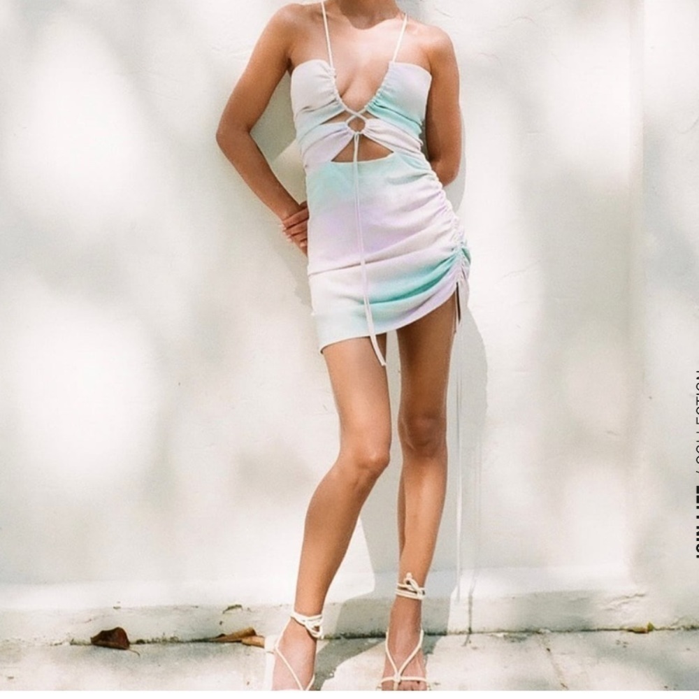 ZARA Tie-Dye Satin Effect Dress Size M BNWT